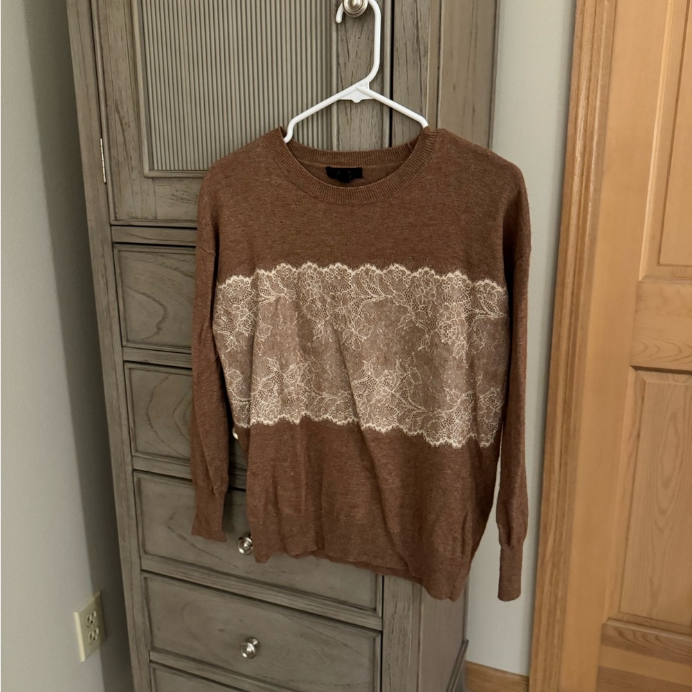 J. Crew Tan Lace Sweater